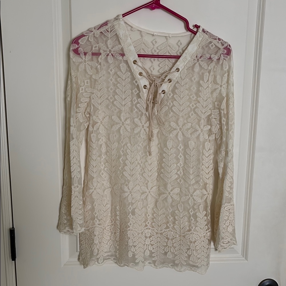 Elegant Cream Lace Women's Top